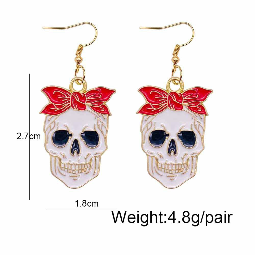 1 Pair Halloween Pumpkin Ghost Alloy Drop Earrings with Star Bow Knot Design