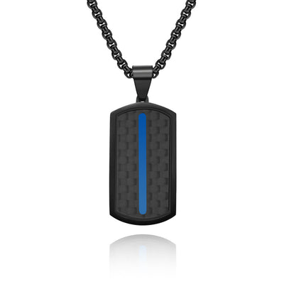 Hip-Hop Geometric Solid Carbon Fiber Titanium Steel Plating Men's Pendant Necklace