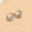 1 Pair 14k Gold Plated Zircon Circle Design Minimalist Earrings