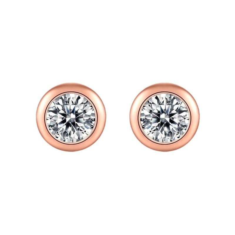 Elegant Classic Round Sterling Silver Moissanite Stud Earrings