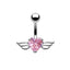 Heart Wing Zircon Navel Ring - Stainless Steel & Gold/Silver Plated