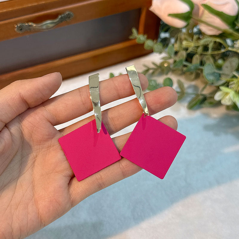 Minimalist Geometric Alloy Drop Earrings for Women