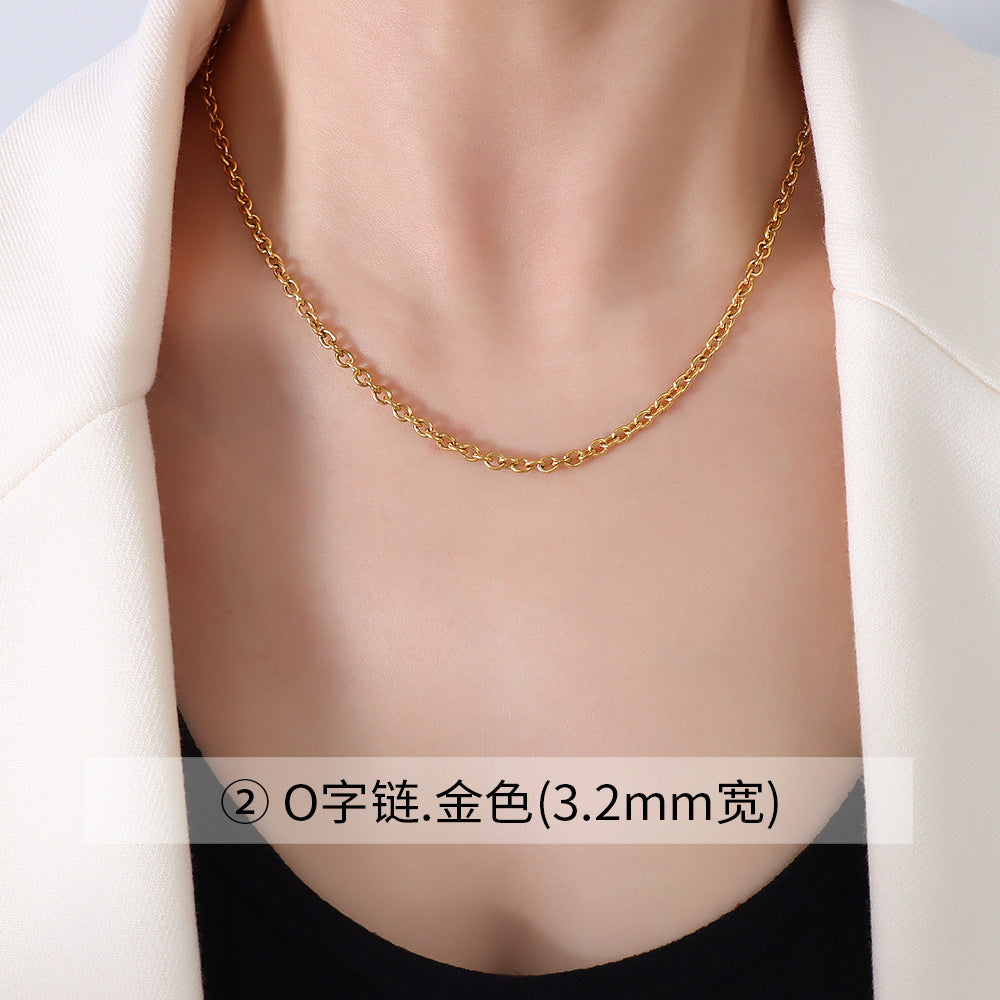 18K Gold Plated Minimalist Titanium Steel Necklace Set