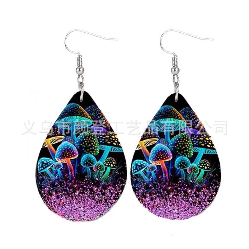 1 Pair Bohemian African Style Human Water Droplets Pu Leather Drop Earrings