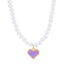 Heart Shape Pearl Enamel Pendant Necklace - Minimalist Design Choker