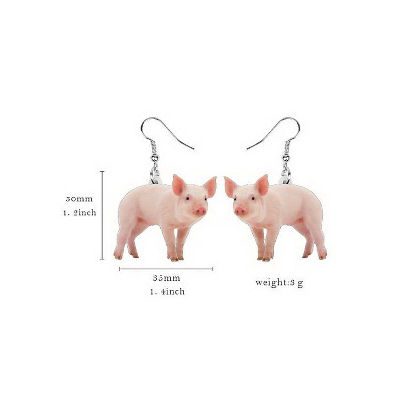 1 Pair Fashion Animal Acrylic Women's Drop Earrings - Rooster, Yak, Hamster, Pig, Chicken, Hedgehog, Squirrel, Rabbit, Black Cat, French Bulldog, Dog, Chameleon Design