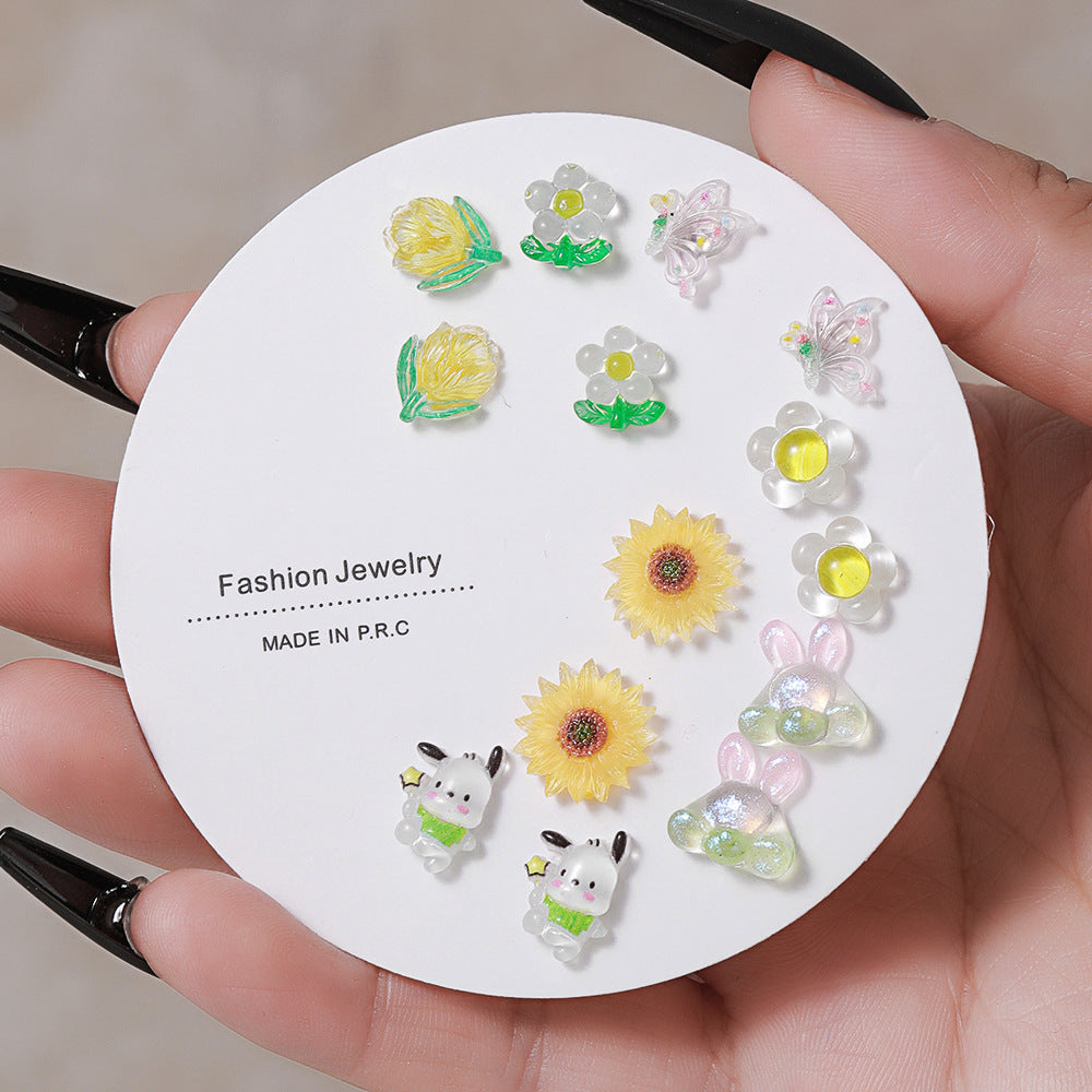 1 Set Cute Flower Resin Ear Studs