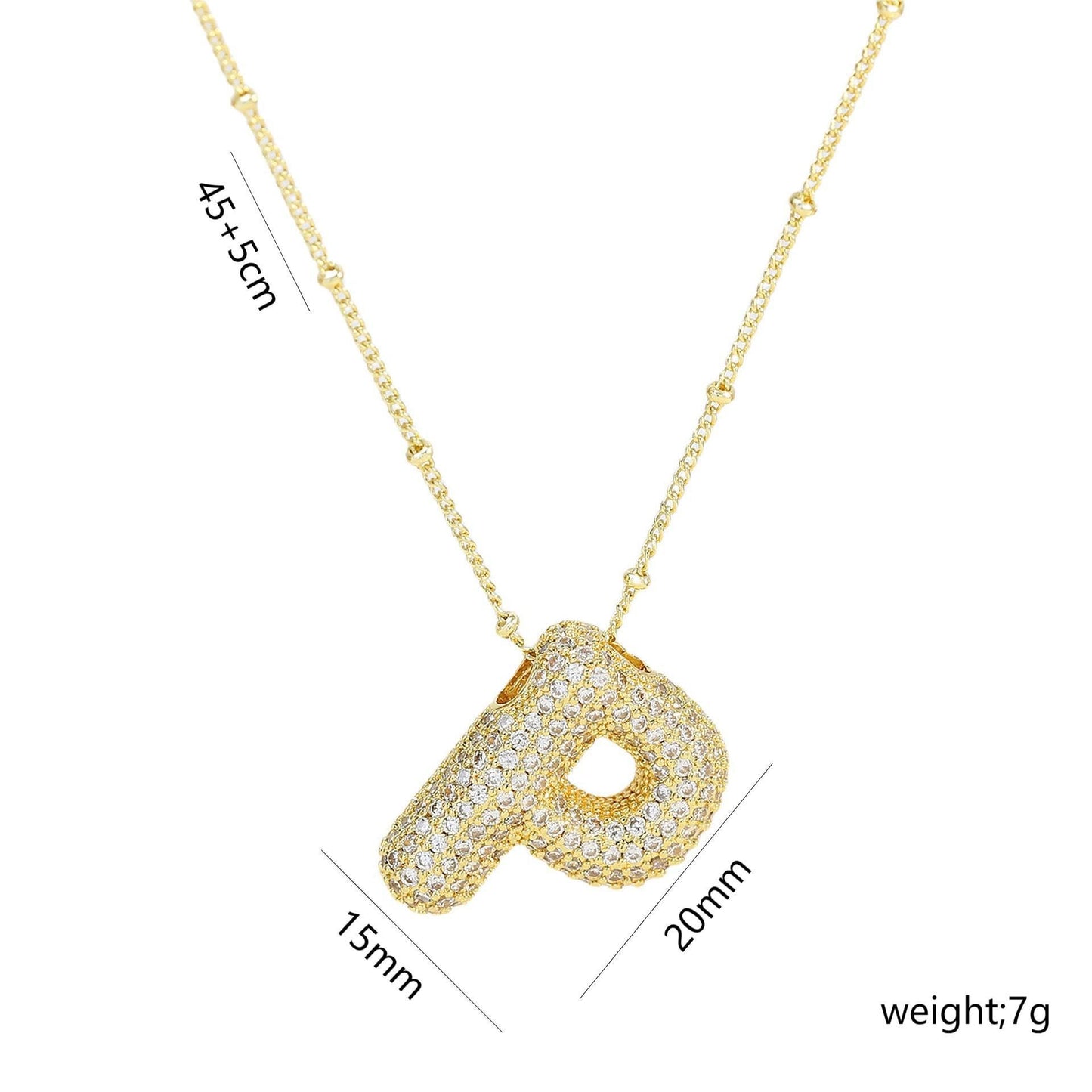 Korean Style Gold Plated Zircon Letter Pendant Necklace