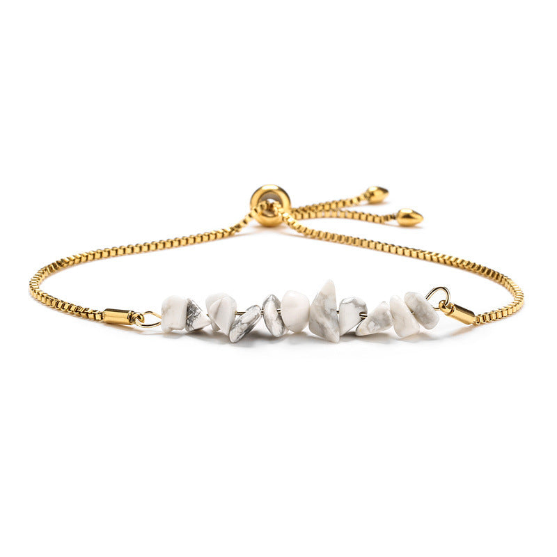 Casual Irregular Stainless Steel Natural Stone Bracelet