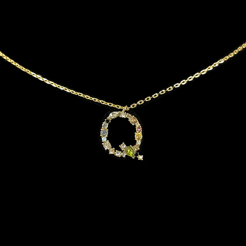 Simple Style 18k Gold Zircon Letter Pendant Necklace