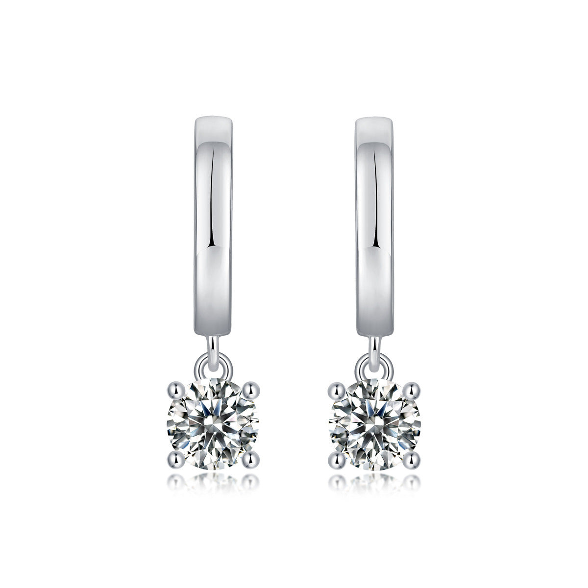 Simple Sterling Silver Moissanite Drop Earrings