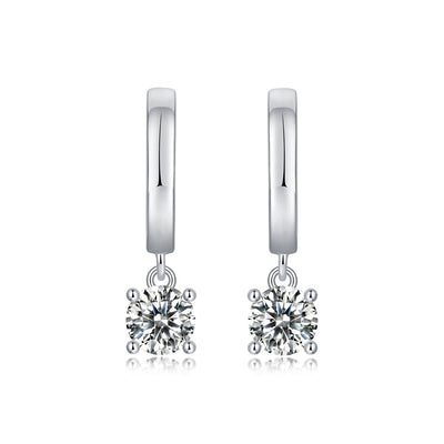 Simple Sterling Silver Moissanite Drop Earrings