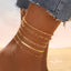 Beach Roman Style Geometric Alloy Layered Anklet Set - 6 Piece Chain and Bead Design