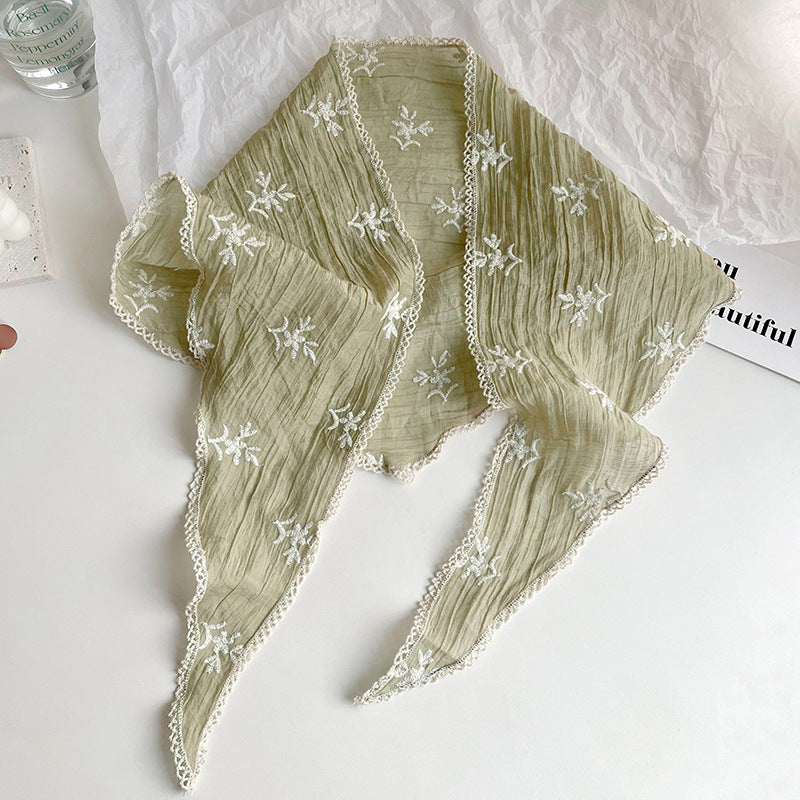 Women's Floral Lace Color Block Silk Scarf