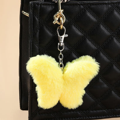 Cute Butterfly Faux Fur Keychain Pendant for Bags and Cars