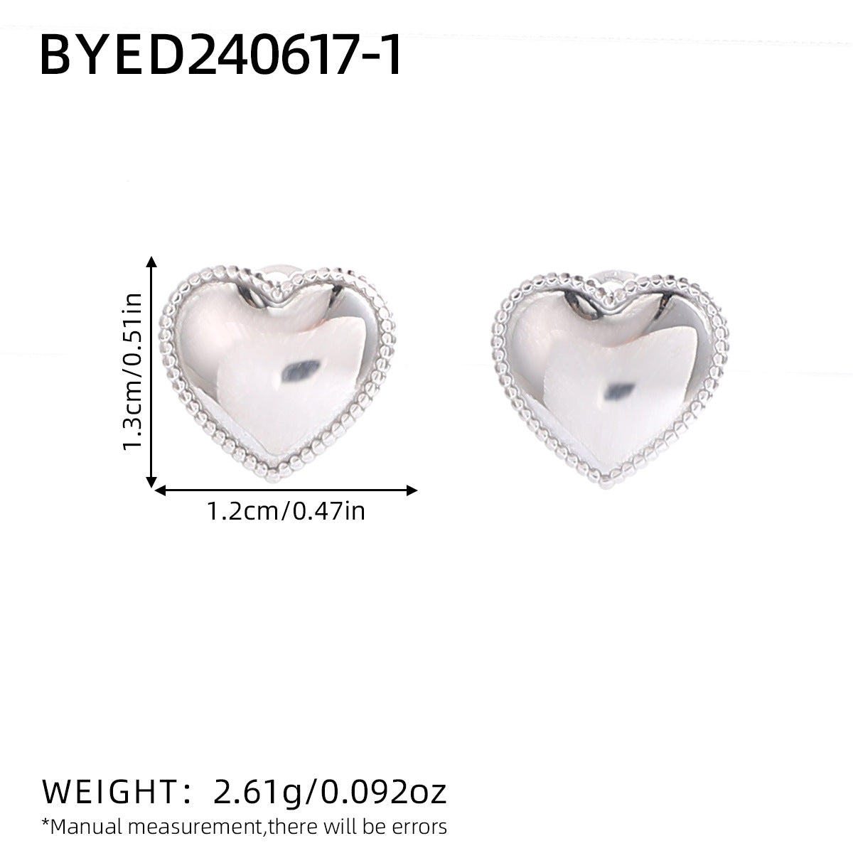 1 Pair Simple Style Classic Style Heart Shape Plating 304 Stainless Steel Ear Studs