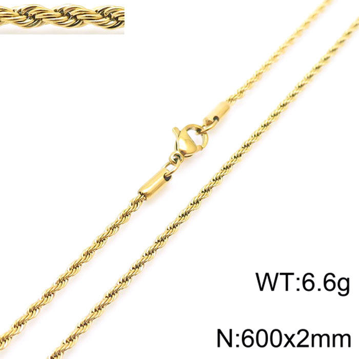 Retro Geometric Titanium Steel Plated Rope Chain Necklace