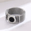 Titanium Steel Roman Numeral Black Shell Ring with Gold Mesh Strap Design