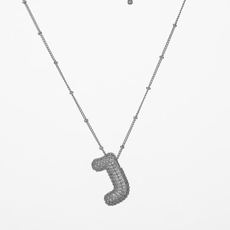 IG Style Minimalist Letter Zircon Pendant Necklace - Gold & Silver Plated