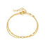 Fashion U Shape 14K Gold Plated Stainless Steel Double Layer Chain Bracelet with Pearl Accents