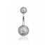 Geometric Stainless Steel Zircon & Opal Belly Ring Set - 5 Pieces Silver