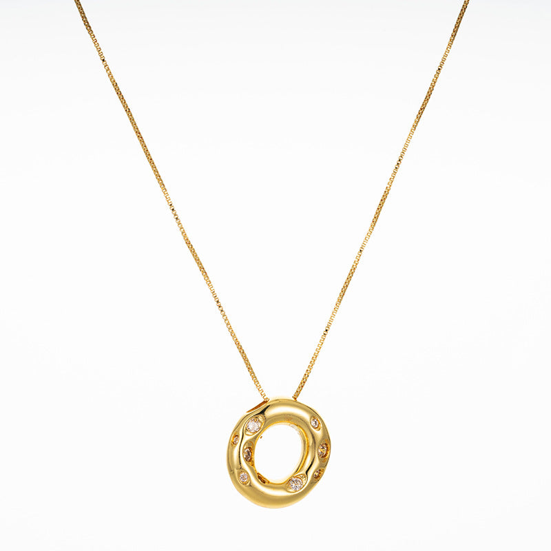 Elegant Gold Plated Zircon Letter Pendant Necklace - Minimalist Design