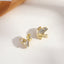 Elegant Heart & Bow Opal Pearl Rhinestone Ear Clips - 1 Pair