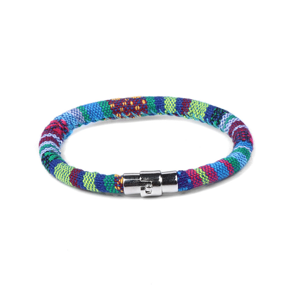 Bohemian Geometric Colorful Fabric Unisex Magnetic Bracelet