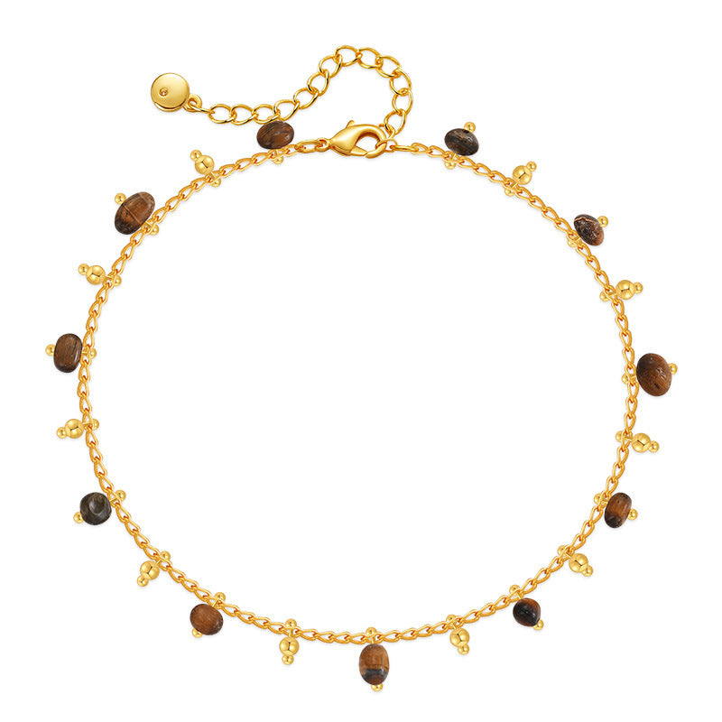 Ethnic Multicolor Natural Stone Plated Women's Anklet in Unique Design