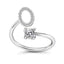 Fashion Adjustable Silver Zircon Letter Ring