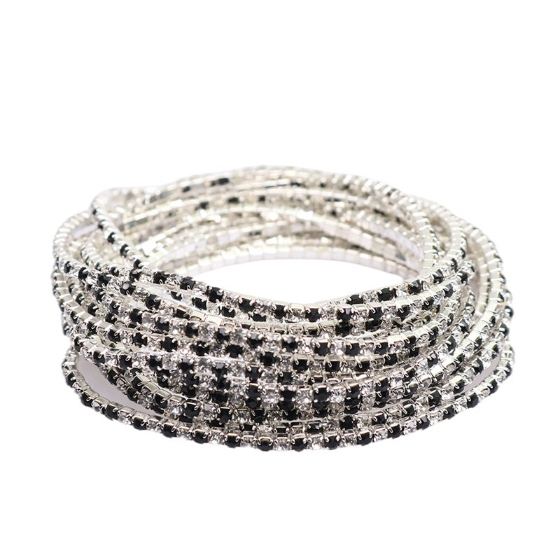 Geometric Zircon Rhinestone Stretch Bracelet Set for Women