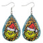 Novelty Christmas Green Frog PU Leather Water Droplet Earrings for Women