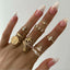 Wholesale Classic Butterfly Zircon Inlay Rings Set with Vintage Coin and Cross Patterns