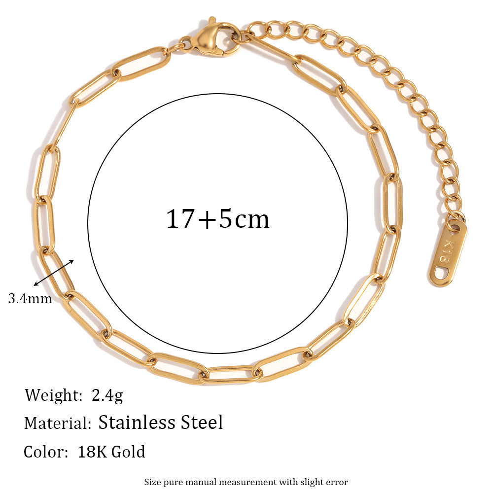 Geometric Figaro Chain 18k Gold Plated Stainless Steel Bracelet for Women