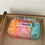 Cartoon Multicolor Elastic Hair Bands in Cream Box - 100 Pieces