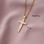 Copper Plated Zircon Cross Pendant Necklace for Men and Women