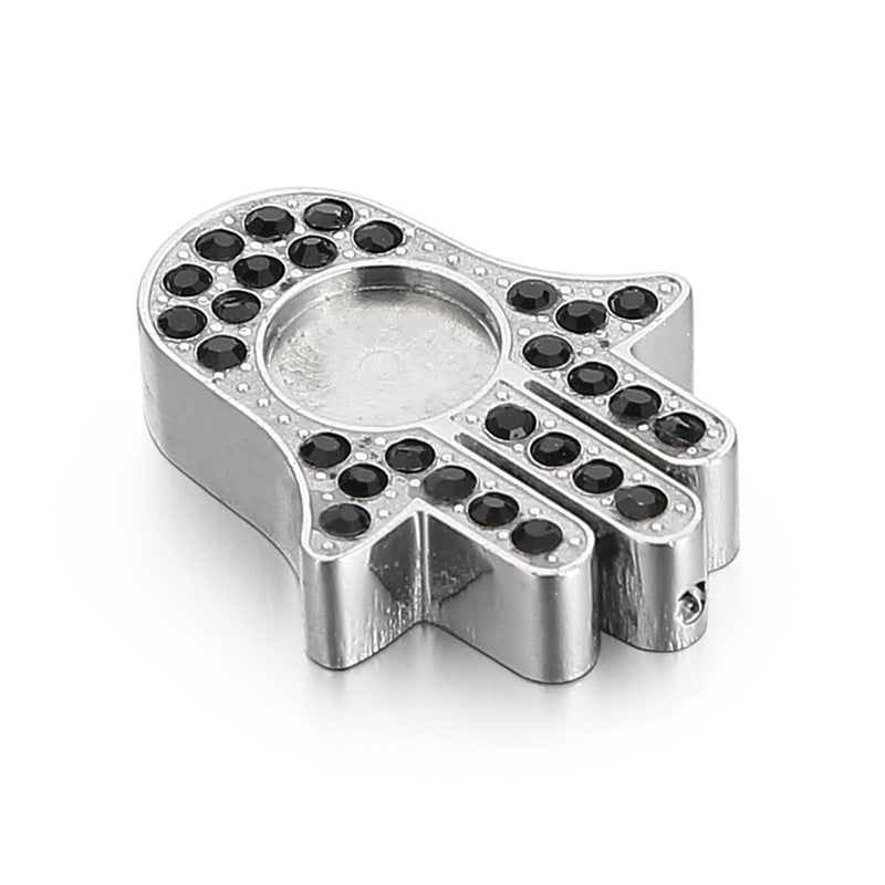 Stainless Steel Micro-Inlaid Zircon Palm-Shaped Jewelry Pendant Accessories