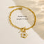 Modern Geometric Flower 14K Gold Plated Stainless Steel Bracelet with Natural Stone, Freshwater Pearl, Shell, and Zircon Elements