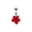 Heart Shape Flower & Butterfly Belly Ring - Stainless Steel with Rhinestones