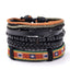 Bohemian Multicolor Beaded Leather Braided Unisex Bracelet Set