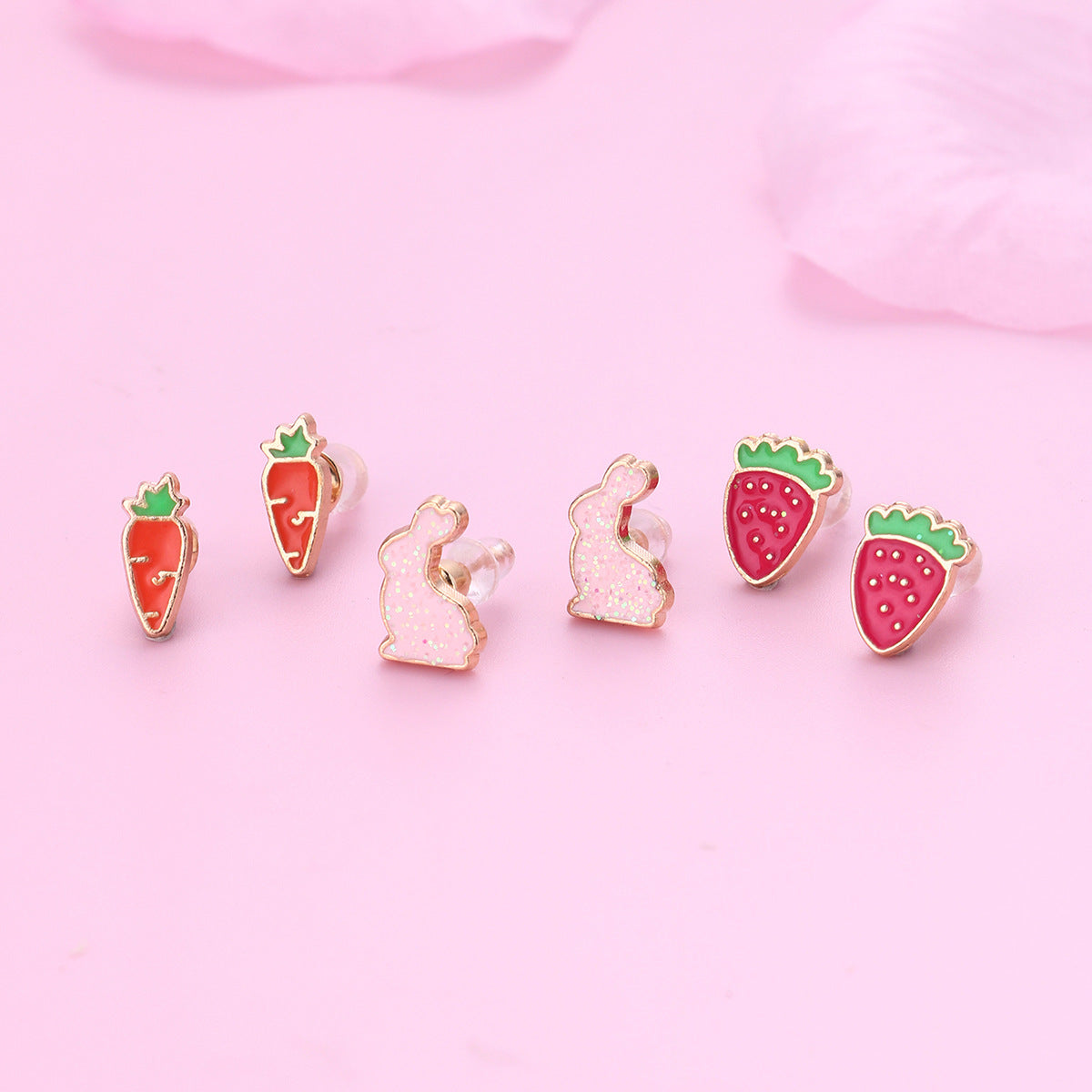 Cute Romantic Strawberry Carrot Alloy Handmade Girl's Earrings