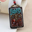 Ethnic Square Alloy Wood Pendant Necklace with Nepalese Thangka Design