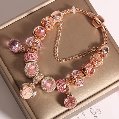 Fairy Leaf Crown Crystal Plated Rose Gold Women's Bracelet