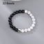 Simple Round Alloy Natural Stone Beaded Bracelet with Matte Yin Yang White Turquoise and Black Beads