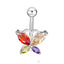 Retro Heart & Butterfly Zircon Stainless Steel Belly Ring