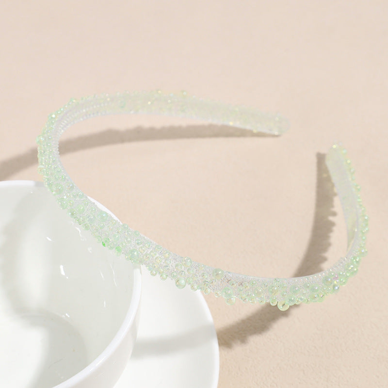 Simple Classic Solid Color Resin Inlay Jelly Rhinestone Hairband