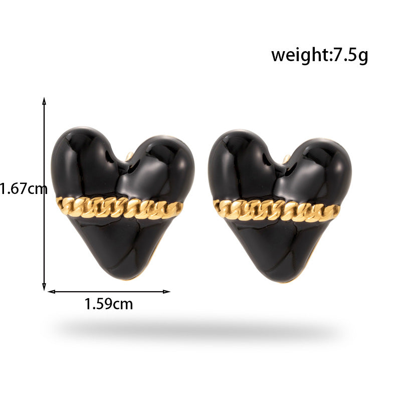 18K Gold Plated Stainless Steel Heart Round Design Earrings
