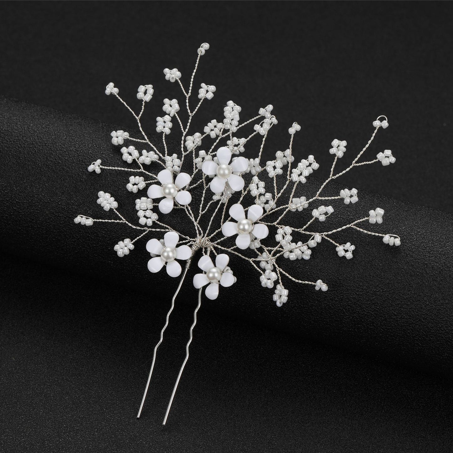 Women's Elegant Flower Pearl Zircon Hairpin Bridal Hair Accessory