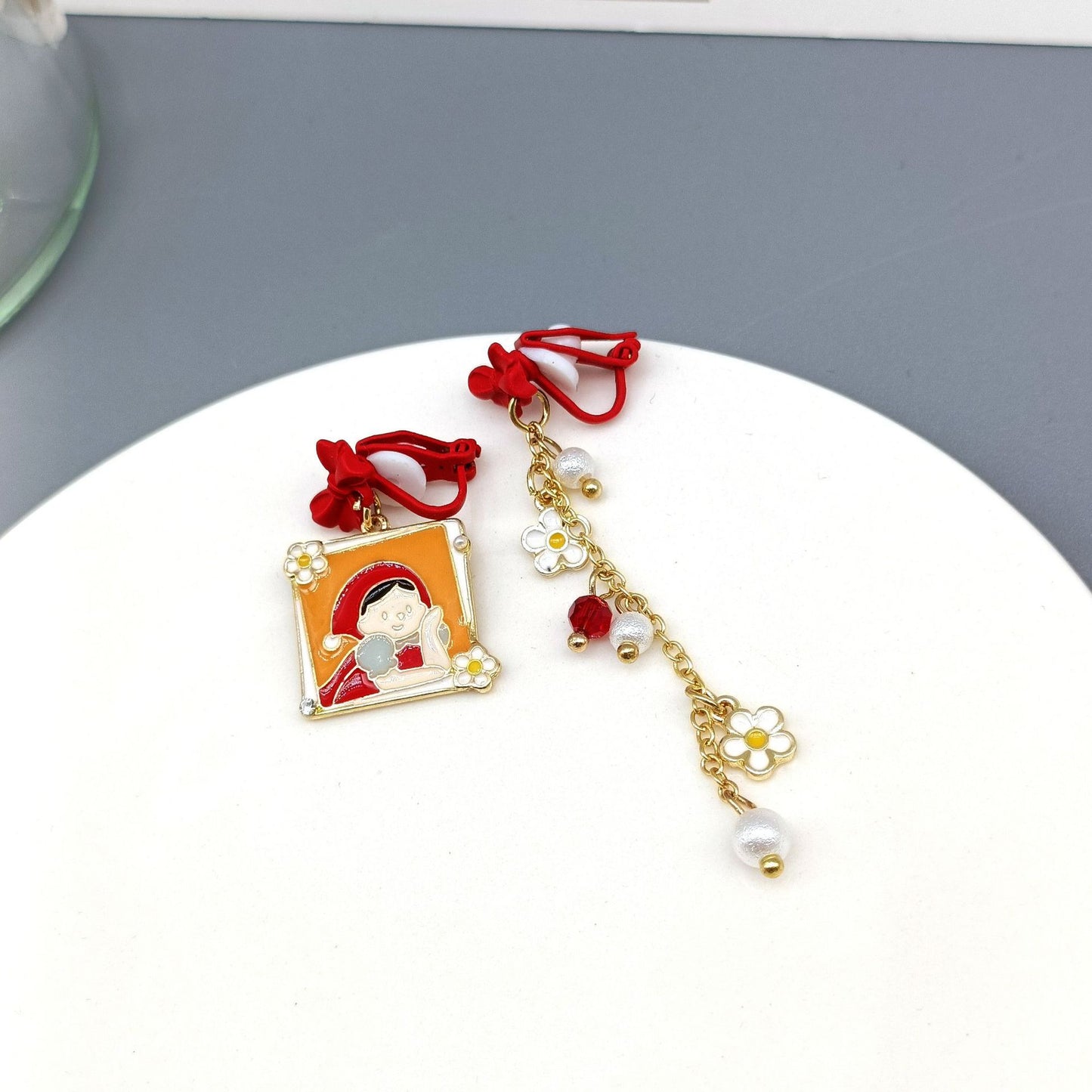 Fashion Cartoon Alloy Enamel Stoving Varnish Drop Earrings