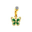 Sweet Streetwear Star Moon Heart Shape Gold Plated Belly Ring with Rhinestones and Flower Design